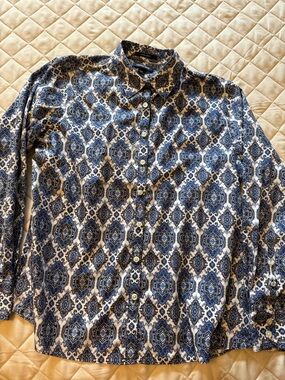 Lands' End Blue and White Paisley women size 12p